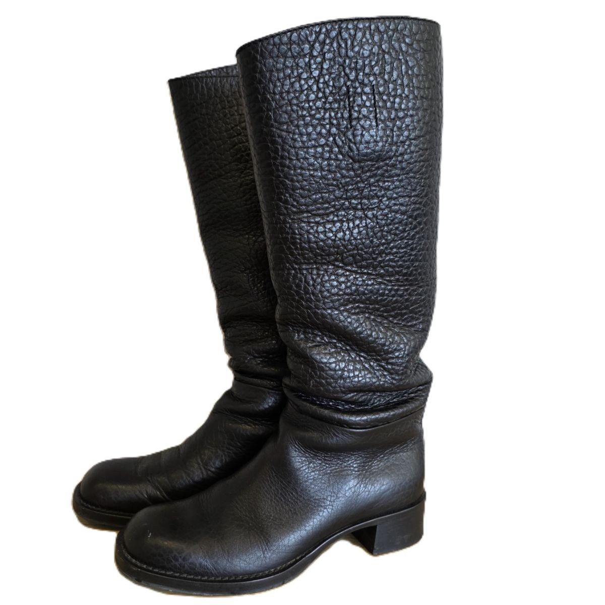 PRADA Long Boots Shoes EU 37 US 7 Leather Black Auth from JAPAN thumbnail 16