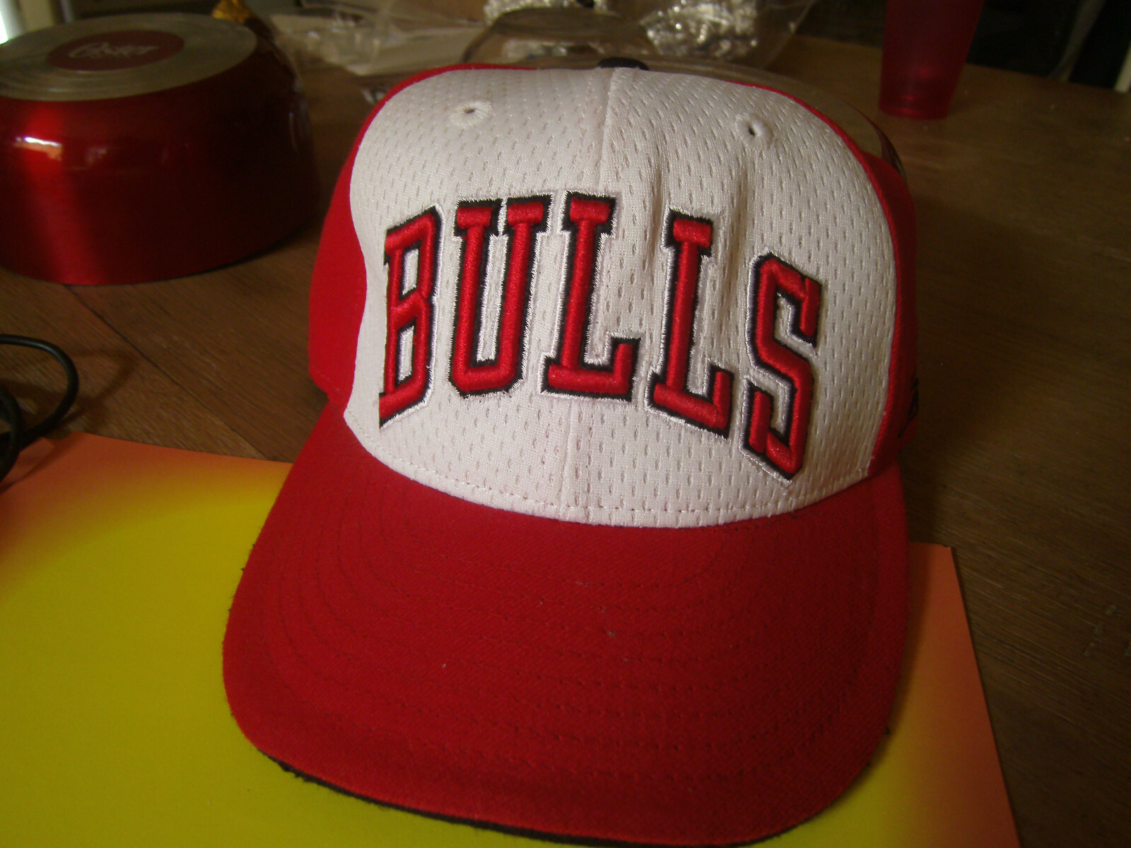 Bulls Cap Black Red White New Condition Size 7 1/8