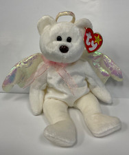 TY Beanie Baby  Halo The Angel Bear  1998  White W/Brown Nose  4208  8.5  