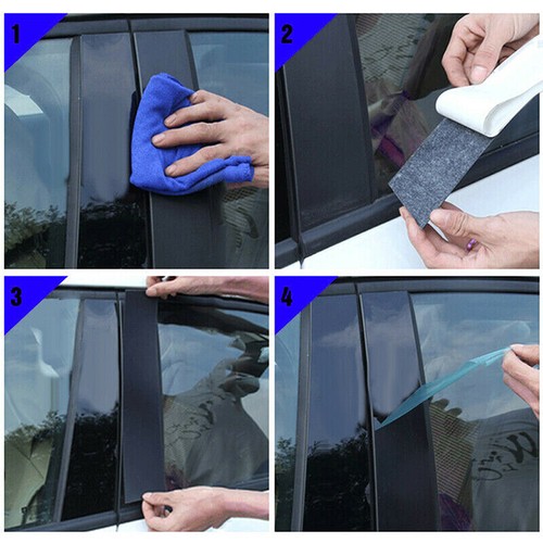 Gloss Black Window Door Pillar Posts Trim Cover Fit For Porsche Panamera 2009-16 - Picture 5 of 10