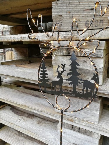 LED Gartenstecker Rentier Gartendeko Winter Weihnachten Leuchtdeko Christmas - Bild 1 von 6