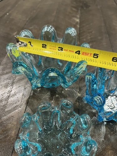 Nesting Candy Dishes (3) Aqua Blue Free Blown Glass 3” - Picture 7 of 11