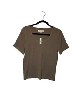 Madewell Rivet & Thread Ribbed U Neck Tee Size LG *Flaw*