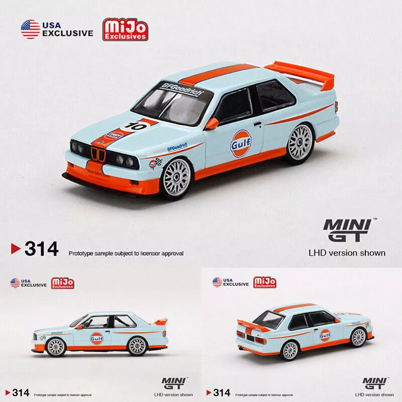 Mini GT 1/64 BMW M3 E30 Gulf LHD MJ Excluisve Diecast Scale Model Car