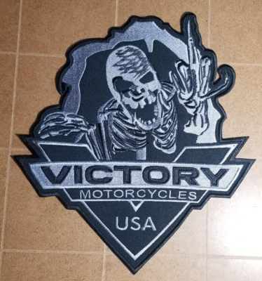 髑髏に蝶 New Victory Motorcycles Skeleton fliping Bird Embroidered approx