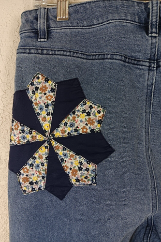 Style & Co. Jeans Womens Size 10 Quilted Patchwork Boho Straight Leg Ankle Denim - Picture 9 of 13