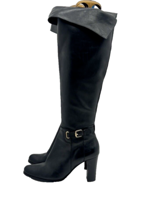 franco sarto black dress boots FRANCO SARTO Womens Black Crocodile Padded Tribute Block Heel Zip-Up Dress Boots 8.5 M WC