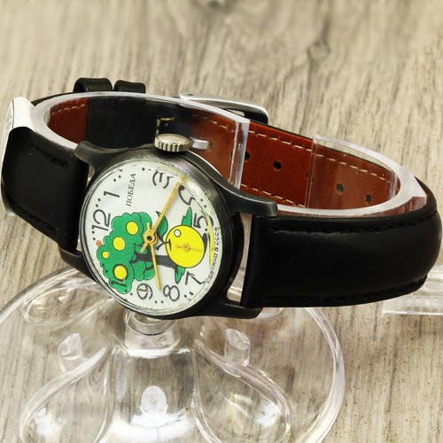 RARE Pobeda ZIM 2602 children's mechanical USSR watch apple tree on the dial - Picture 3 of 10
