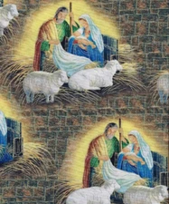 Bolt End Away in a Manger Nativity VIGNETTES Mary Joseph Fabric By the FQ 1/4 YD