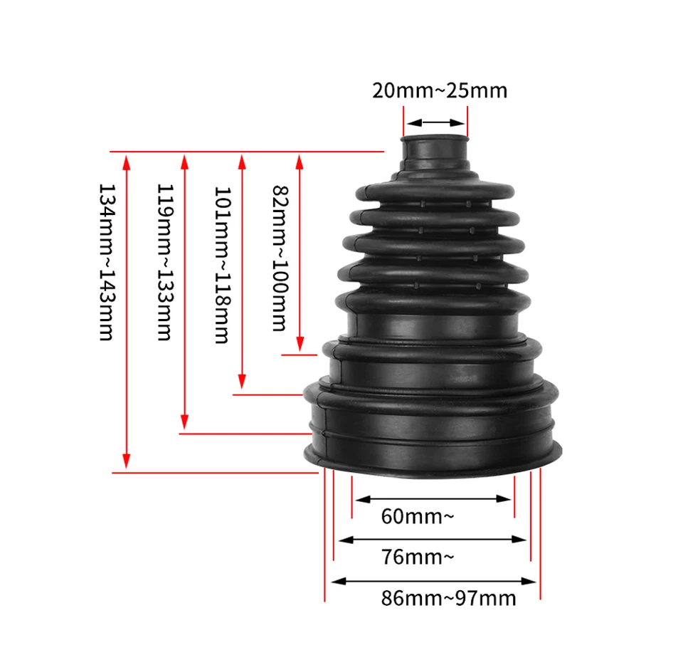 Universal CV Joint Boot Kit Drive Shaft Clamp Steering Machine Dust Rubber Cover - Image 2 of 4