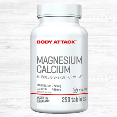 Body Attack Magnesium Calcium 250 Tabletten 74,31  /kg Vegan hochdosiert Kalzium