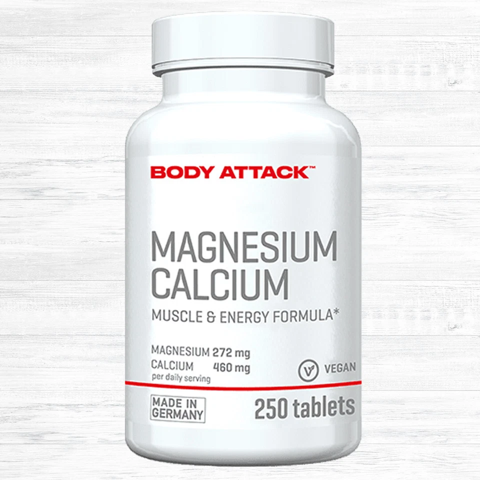 Body Attack Magnesium Calcium 250 Tabletten 74,31 €/kg Vegan hochdosiert Kalzium