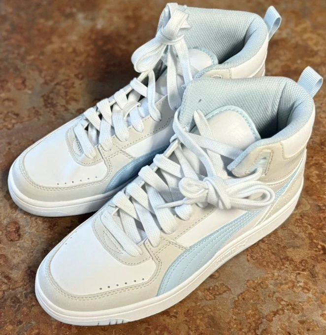 SCARPE ALTE PUMA DONNA REBOUND JOY BIANCHE E BLU BAMBINO TAGLIA 7 5