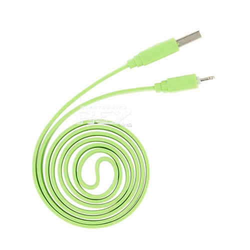 Cable Plano Compatible para iPhone iPad iPod Datos-Carga Color Verde 1m v273 - Imagen 3 de 4
