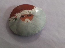 Vintage Hand-Painted Santa Claus Hair Clip Barrette Holiday Accessory