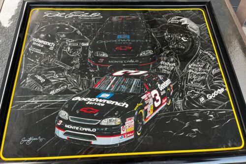 Dale Earnhardt Sam Bass 1997 Black Attack Limited Edition Lithograph Framed