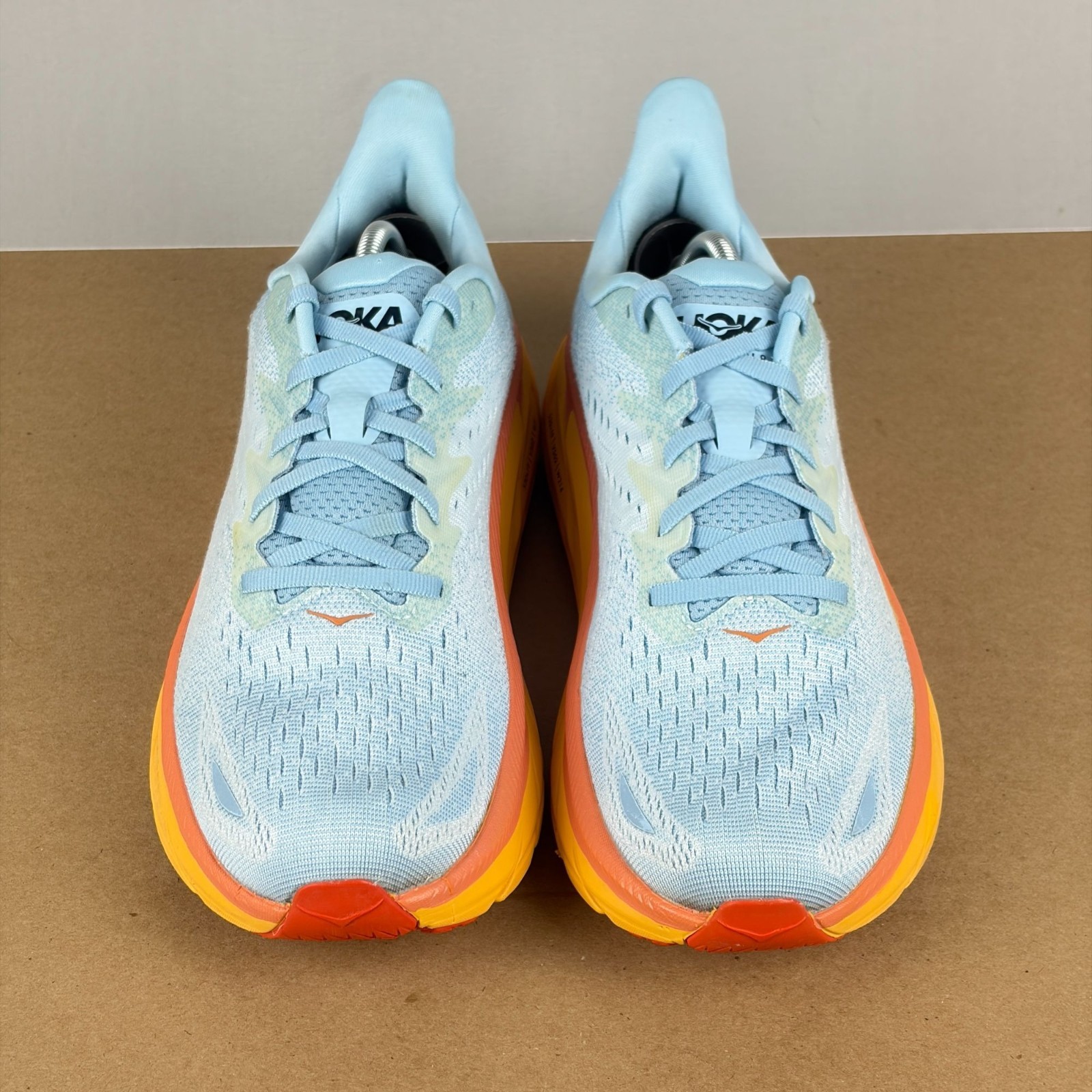 Hoka Clifton 8 Athletic Running Shoes Womens 10 Blue Orange Low Top Lace Up thumbnail 2