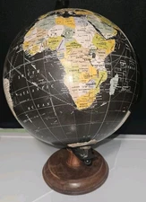 Table Top Small World Globe Black Decorative Desk Home Decor 9 Inch Great Colors