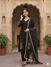 New Launching Roman Silk Black Salwar Kameez With Dupatta For Festival