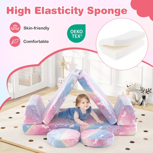 Glow in the Dark Modular Kids Play Couch Set w/ Machine-washable Flannel Covers - 第 7/10 張圖片
