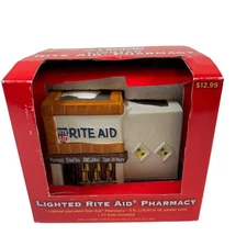 Lighted Rite Aid Pharmacy Building Ceramic Village House Christmas Store 1074 PA