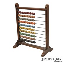 Large Vintage Mongolian Wooden Math Abacus with Painted Wooden Balls