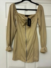 PrettyLittleThing US 6 Beige Corset Bodycon Mini Dress NWT