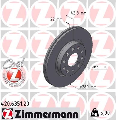 2X Zimmermann Bremsscheibe Vorderachse InnenbelüFtet Ø280Mm FüR MG ZP2-image