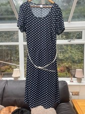 Kaleidoscope Plus Size 24 Navy White Spot DRESS Belt excellent condition
