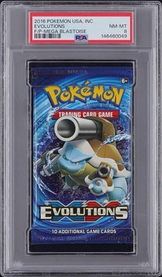 2016 Pokemon Evolutions Booster Pack Mega Blastoise PSA 8