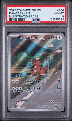 2025 POKEMON DRI EN-DESTINED RIVALS ILLUSTRATION RARE #204 KANGASKHAN PSA 8