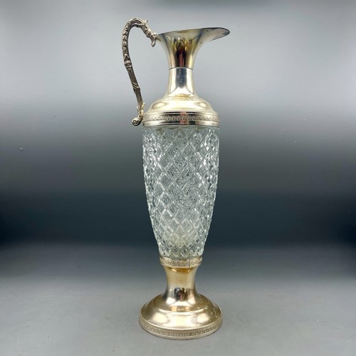 Decanter Ewer vintage italiano in cristallo e placcato argento  - Foto 1 di 6