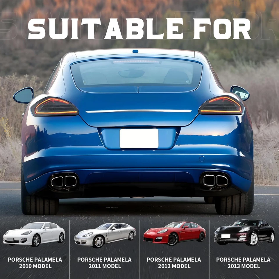 For 2010-2013 Porsche Panamera 970.1 Smoke Black LED Rear Tail Lights Brake Lamp - Image 4 of 4