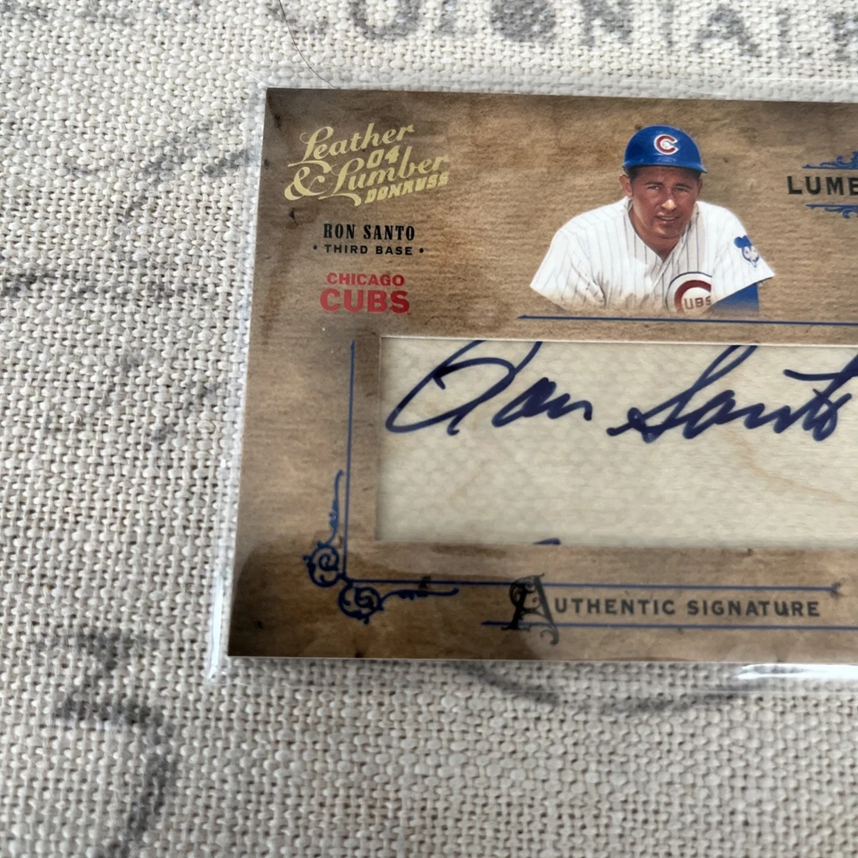 Autógrafo de murciélago de cuero y madera 2004 Ron Santo Cubs firma 25/224 patio Foto 4 de 4