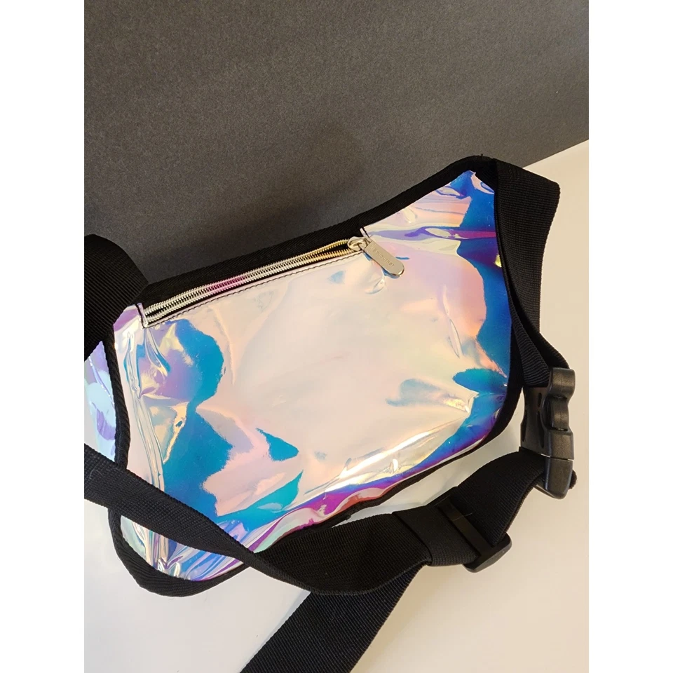 Riñonera Rave holográfica brillante iridiscente cremalleras de alta resistencia Foto 3 de 4