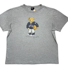 VTG 90s Polo Bear Ralph Lauren USA Flag Basketball Varsity Sport Men s t-shirt L