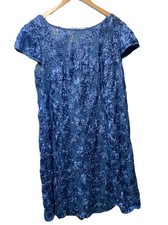 Alex Evenings Women's Plus (18W) Tea Length Dress w/Rosette Detail Short Sleeve