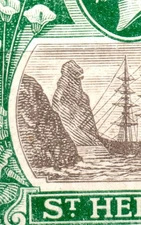 St Helena 1922 1d with Cleft Rock variety very lightly hinged SG 98c