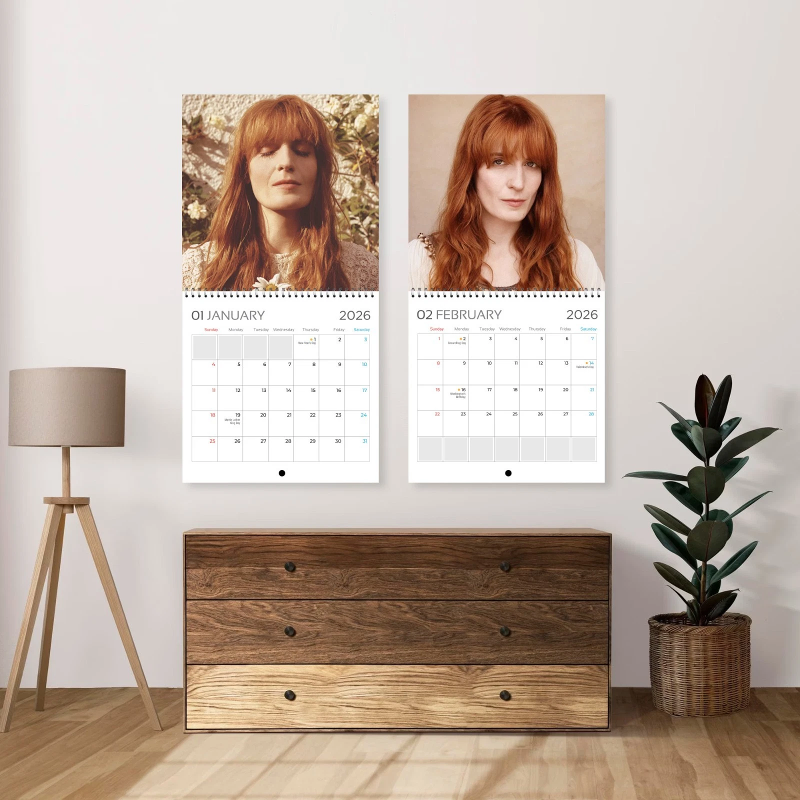 Florence Welch 2026 Wall Calendar, 12-Month Celebrity Fan Gift