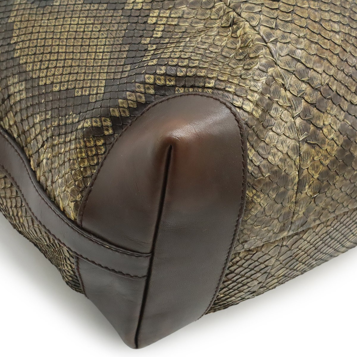 Gucci Python Snake Shoulder Bag Leather Brown AB … - image 3