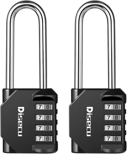 2 Pack  2.6 Inch Long Shackle Combination Lock, 4 Digit Outdoor Waterproof Padlo - Picture 1 of 12