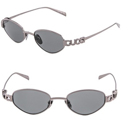 GUCCI 1935 Gg1935S Ruthenium Gray Logo Unisex Metal Oval Wrap