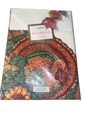 Bardwil Seasons Turkey Thanksgiving VTG Tablecloth 52 x70 Oblong Autumn Hill