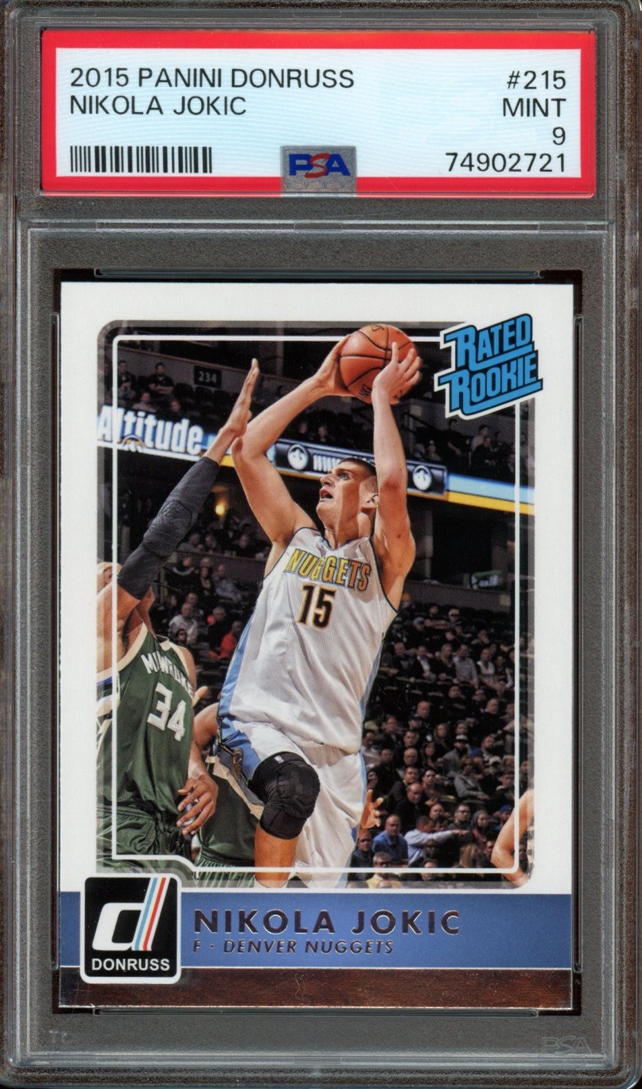 2015 Panini Donruss #215 Nikola Jokic Rated Rookie *PSA 9 (MINT) *Denver Nuggets