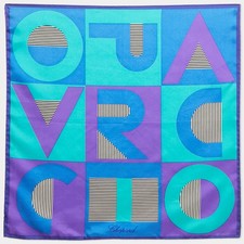 Foulard en soie imprimé logo multicolore bleu Chopard