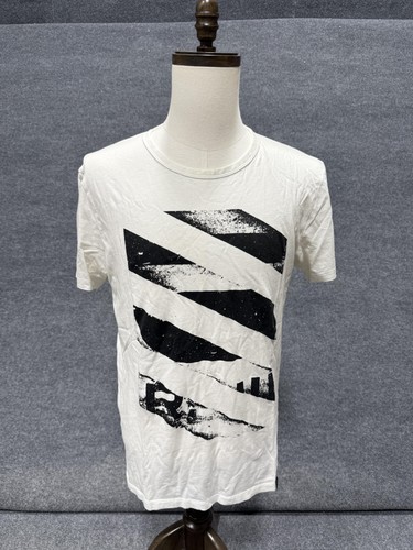 G-Star Raw Shirt Mens Large White Diagonal RAW Graphic Crewneck T-Shirt Tee Top