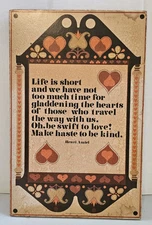 Vintage Wood Wall Hanging "Life Is To Short" 9"×14" Abbey Press