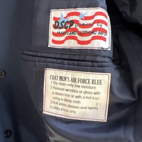 Vintage Dress Blue Military US Air Force Jacket Coat "Tropical" Size 38R W/pins! - Picture 8 of 8