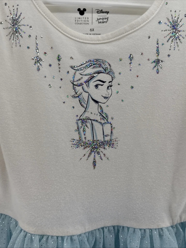 Disney Frozen Elsa Dress Girls Size 6X Jumping Beans Blue Sparkle Tutu - Image 2 of 4