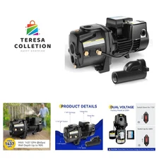 3/4HP Shallow/Deep Well Jet Pump, Cast Iron Convertible Pump with Ejector Kit...